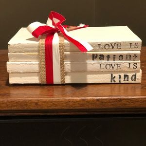 Farmhouse chic Decor. Love is patient book stack ❤️ VALENTINES DAY ❤️